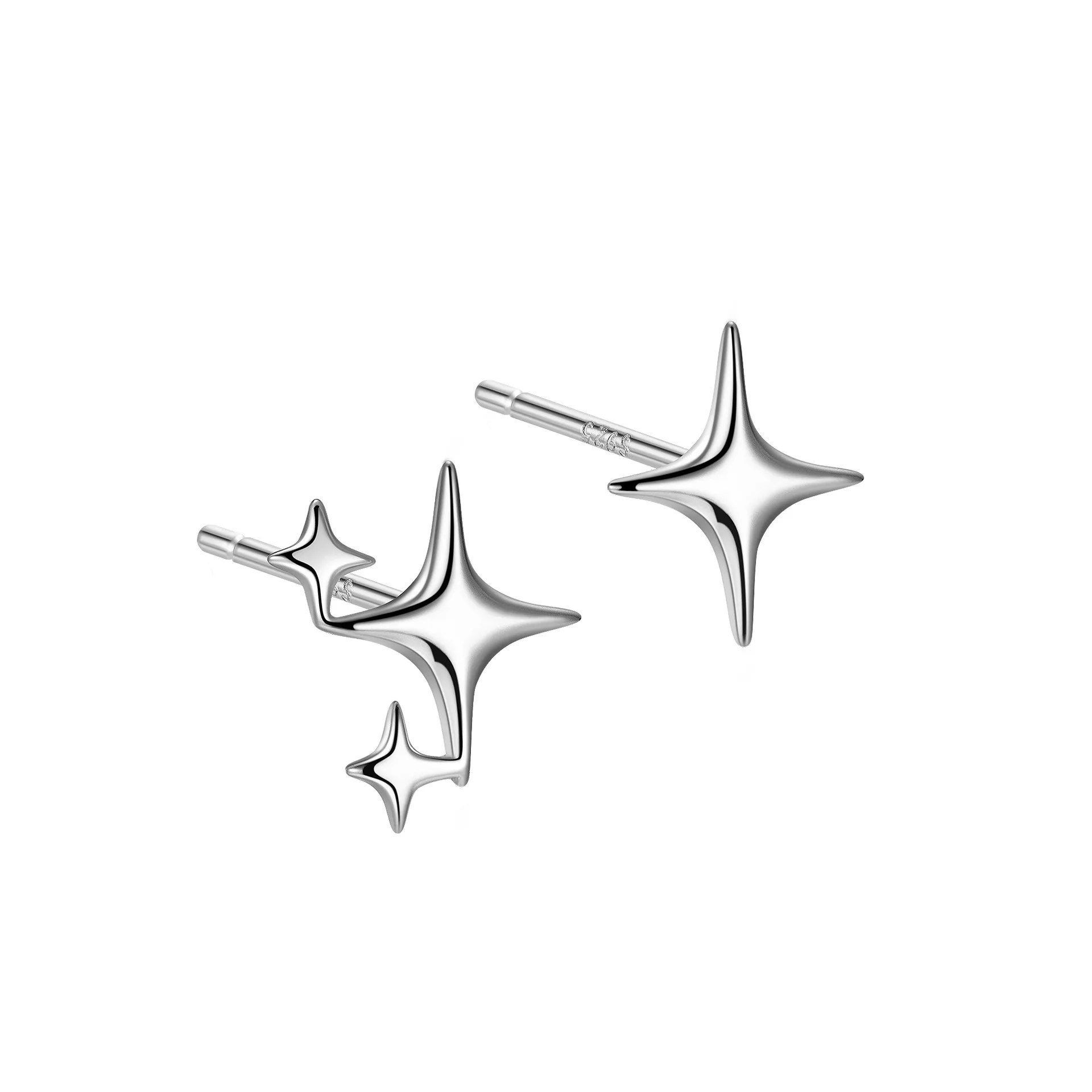 Women's S925 Silver Needle Gold Color Star Small Stud Earrings