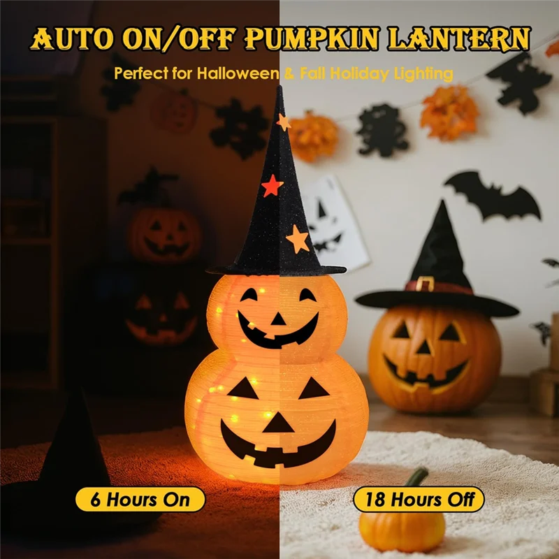 ABZV-Battery Operated 8 Modes 3FT Halloween Pumpkin Decorations, For Indoor Outdoor Home, Party, Yard Lights