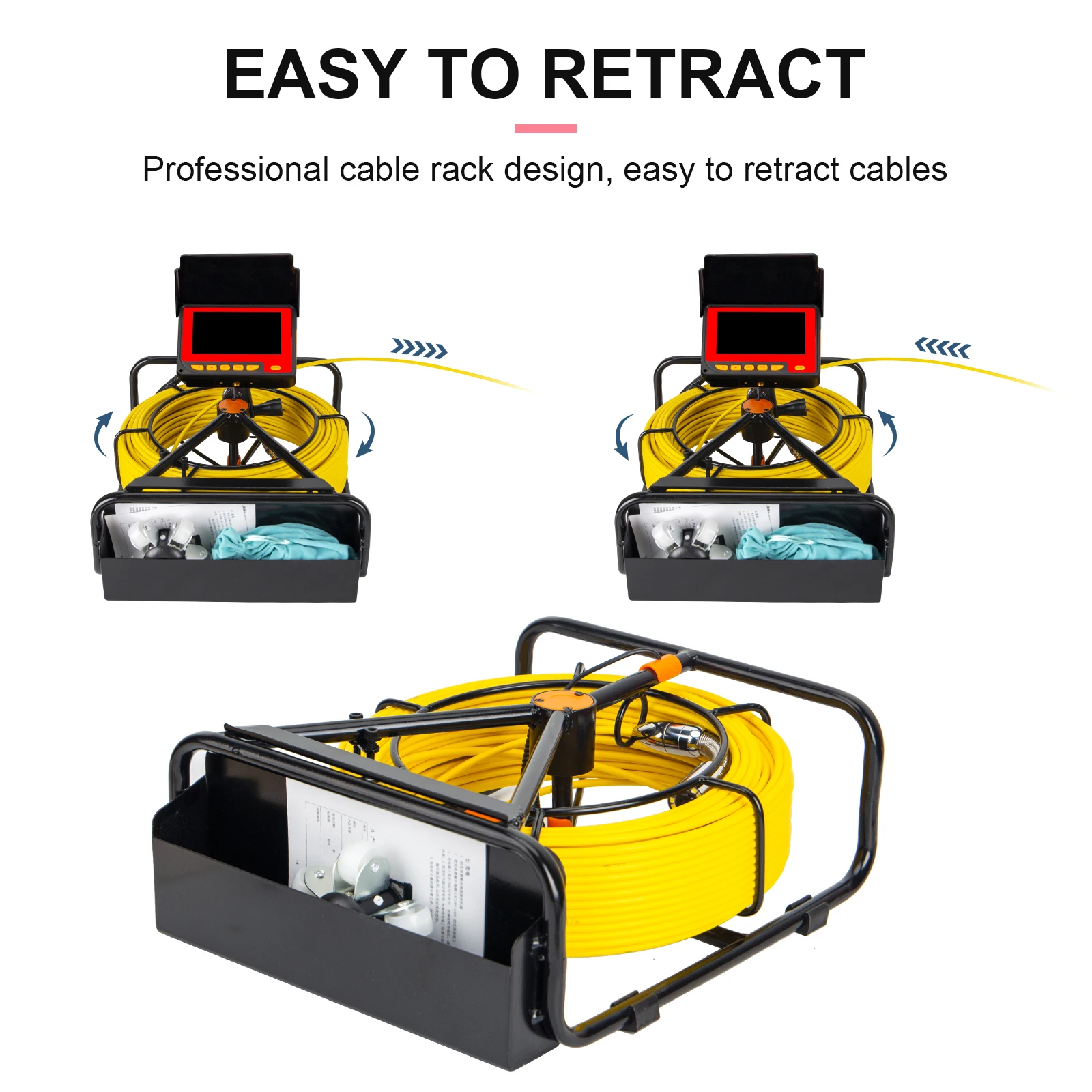 20M Cable Ip68 Waterproof Capacity 4500Mah Battery Industrial Chimney Handheld Pipe Inspection Camera With DVR Pipe Camera