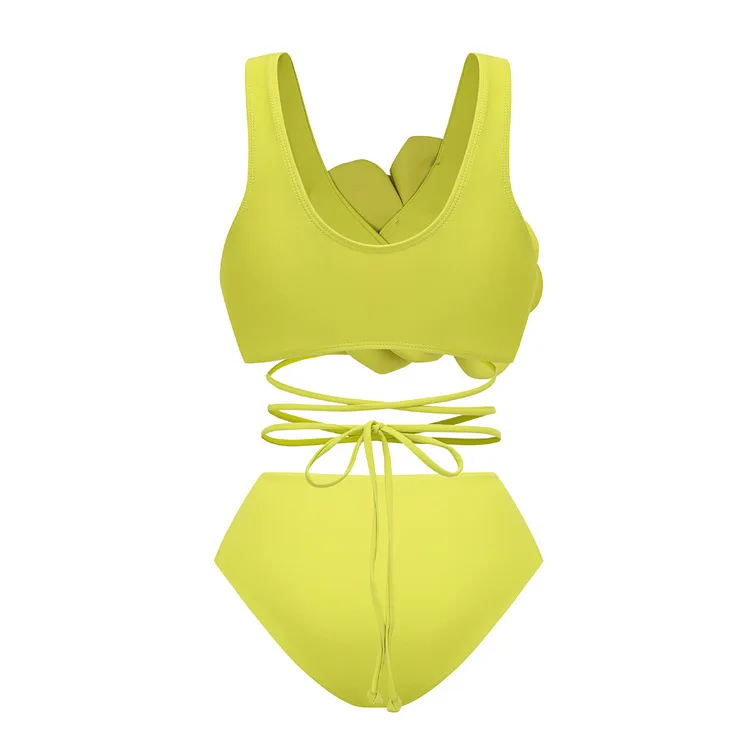 Costume da bagno floreale con stampa arruffata monospalla verde copricostume singolo Micro Monokini costumi da bagno Sexy per ragazze Summer Beach