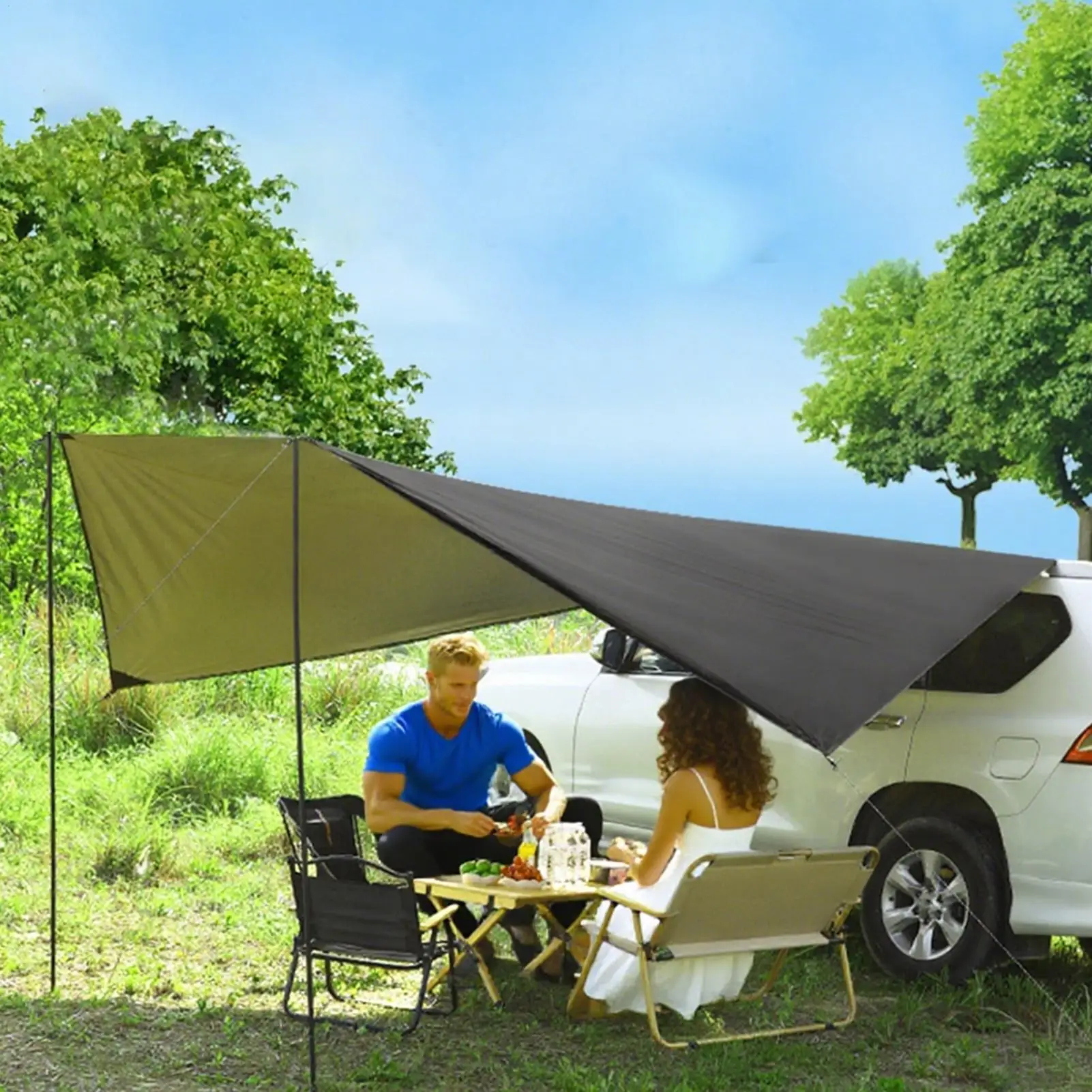 

Автомобильный тент Автомобильный боковой тент Водонепроницаемый солнцезащитный козырек Открытый навес Брезент для внедорожников Грузовиков Автосаданов Rv Пляжная рыбалка