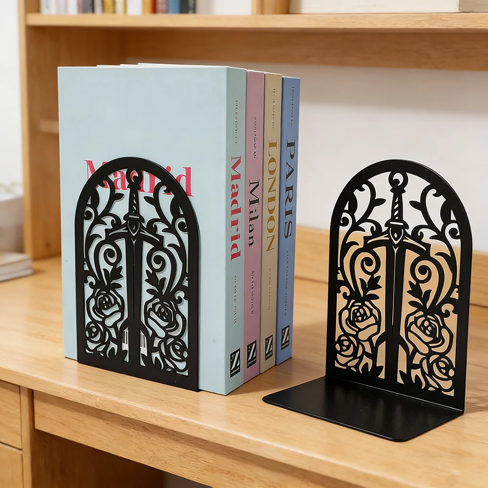 Black, Fashionable, Cool, Romantic Rose Book Stand Bookshelf - A Dreamy Decoration for Bookshelves and Desks,
