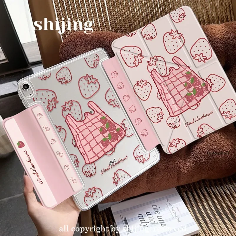 

Full Screen Strawberry Y2K Magnetic Tablet Case For iPad Pro 11 13 M5 M4 M3 5/6th 7/8/9/10/11th Mini 6 7 Air 3 4 5 6 Stand Cover