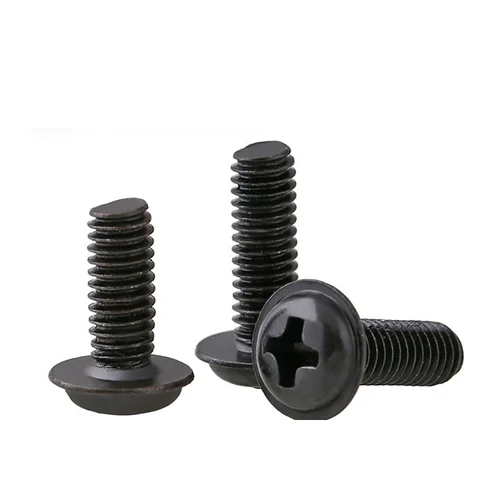 Imagen 2 del producto 10 Uds PWM M2 M2.5 M3 M4 M5 M6 negro Acero inoxidable Cruz empotrada Phillips Pan cabeza redonda con arandela perno de tornillo de Collar acolchado