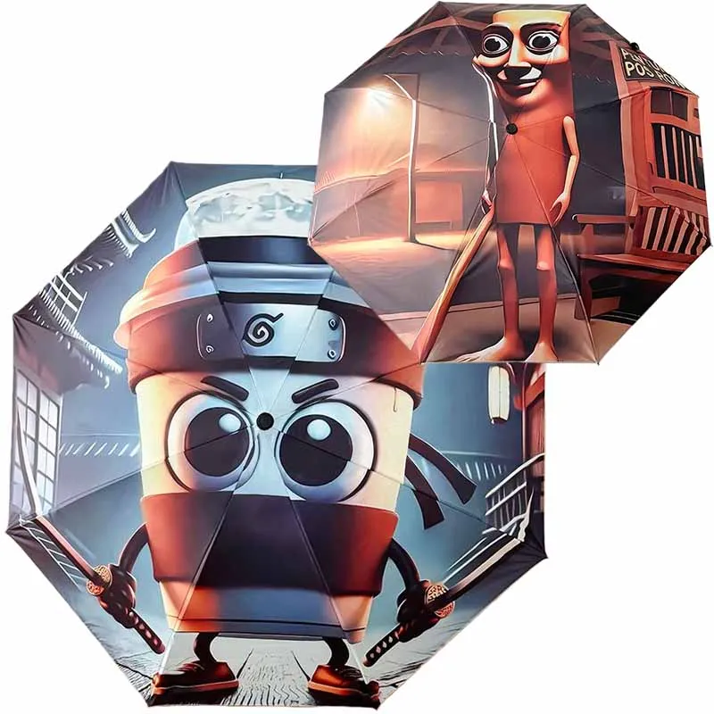 

Italian Brainrot Tung Sun Umbrella Rain Umbrellas Cute Travel Vinyl Folding UV Ultraviolet Protection Sun Shade Parasol Capsule