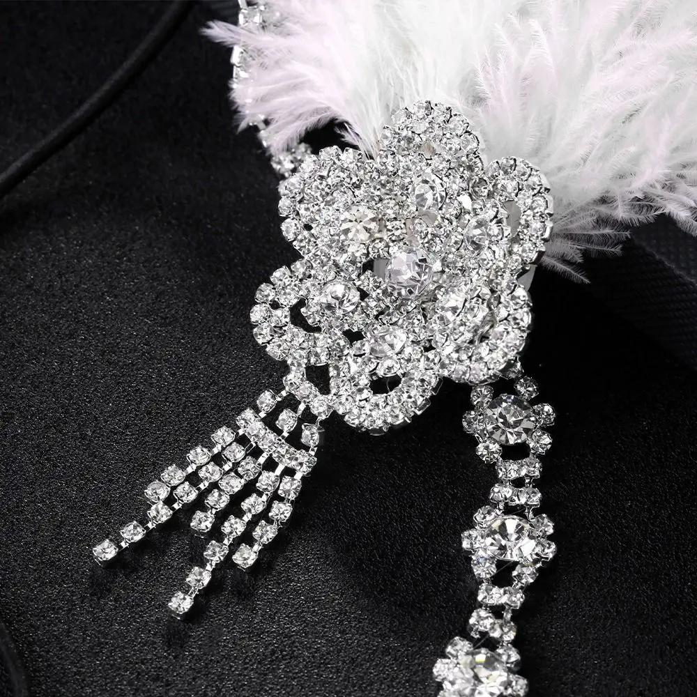 

Temperament Vintage Feather Headband Sequin Zircon Cosplay Dress Headwear Makeup Party Tassel Masquerade Hair Band Girls