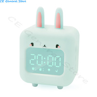 Kids Alarm Clock Cute Rabbit Digital Alarm Clock For Children Night Light Bedside Clock Sleep Trainer Support SD Card Kids Gifts