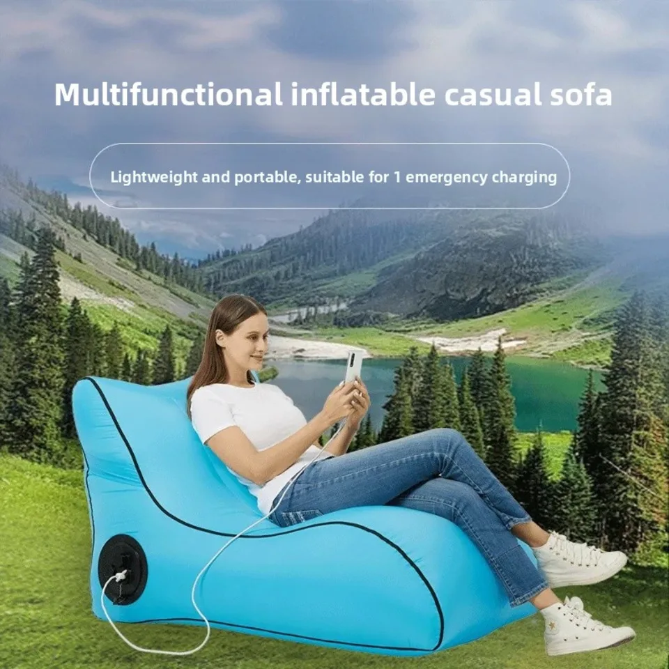 

Automatic Inflatable Lounger Air Sofa Portable Electric One-key Blow Up Couch Waterproof& Anti-air Leaking&power Bank