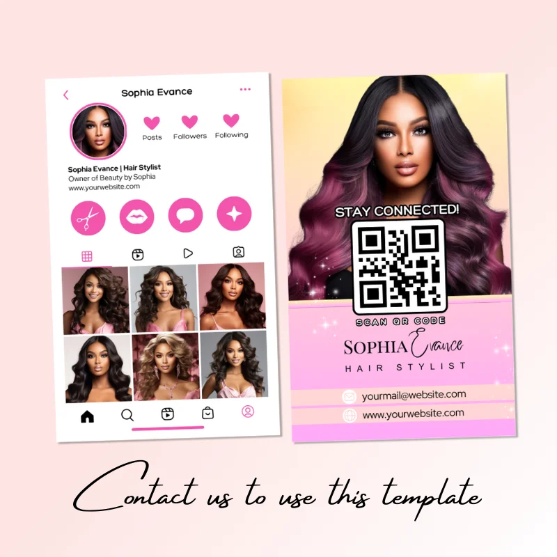 DsgnTouch Personalized Instagram Business Card with Your QR Code Diy Craft IG Small Business Cards Template for Nail Salon