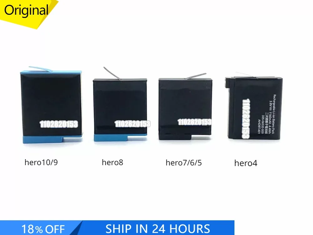 

1PCS 100% Original Genuine Rechargeable Battery for Gopro HERO10 /9 /8/7/ 6/ 5 /4 Camera Repair Part