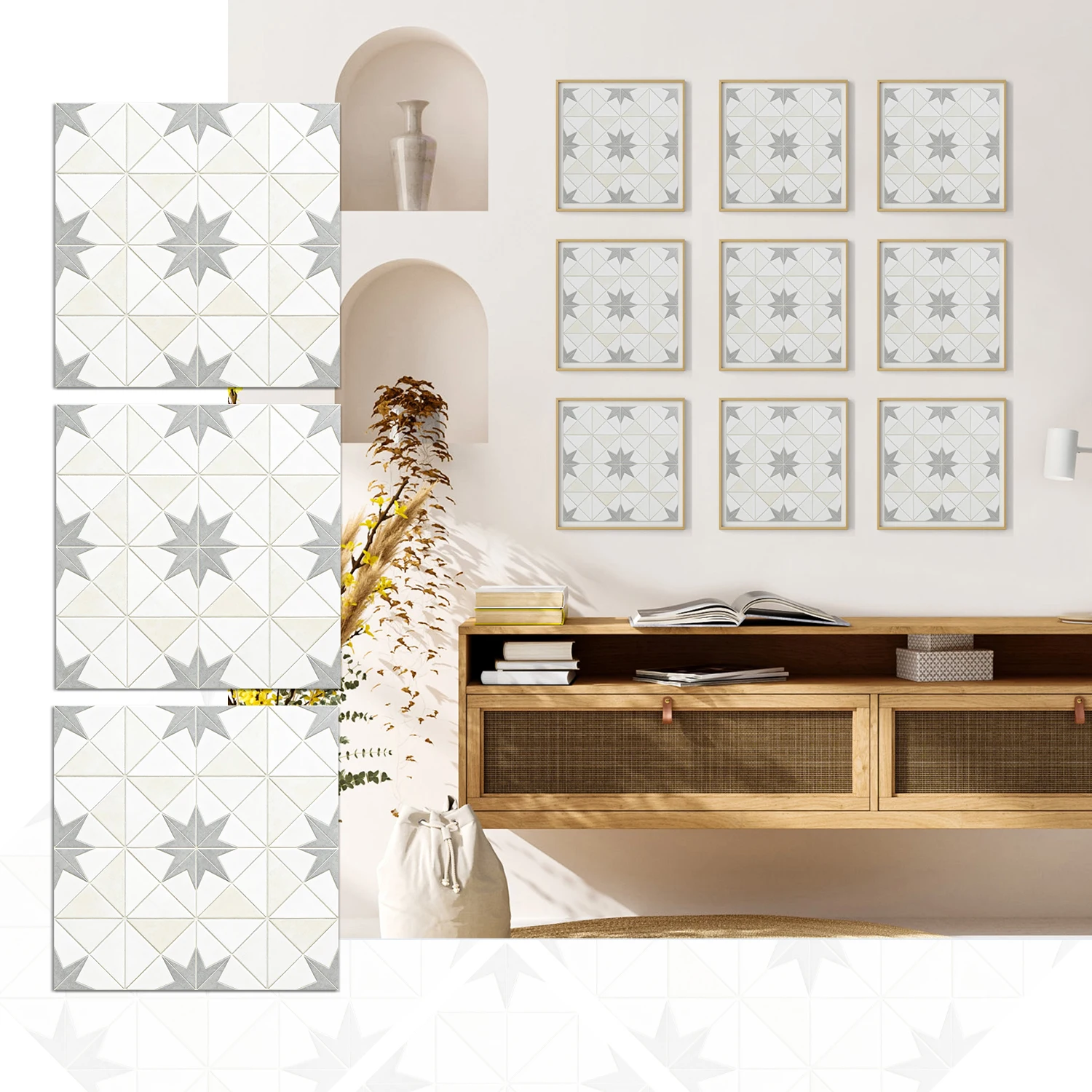 

36 pieces of minimalist floral tile stickers, self-adhesive wall stickers, waterproof kitchen, bathroom and home decoration