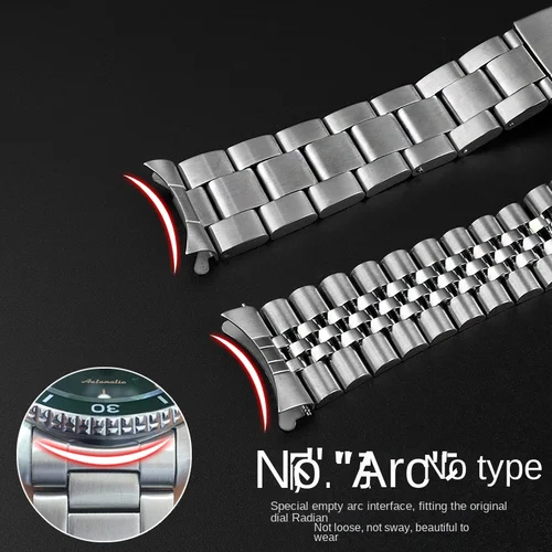 Imagen 2 del producto Correa de reloj de 22mm para Seiko 5 Series SKX007K2 SKX009 SRPD63K1 SRPD51K1, correa de reloj especial de acero inoxidable, pulsera curva para hombre