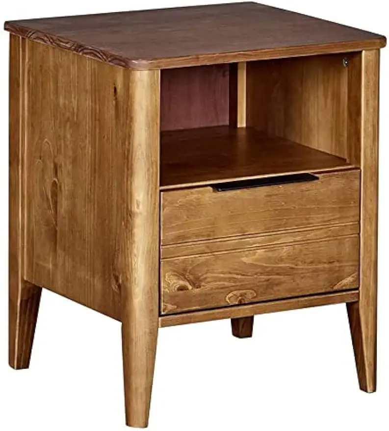 

California Classic Style Honey Brown Finish Drawer & Cabinet Storage Wood Nightstand/End Table Furniture for Bedroom/Living Room