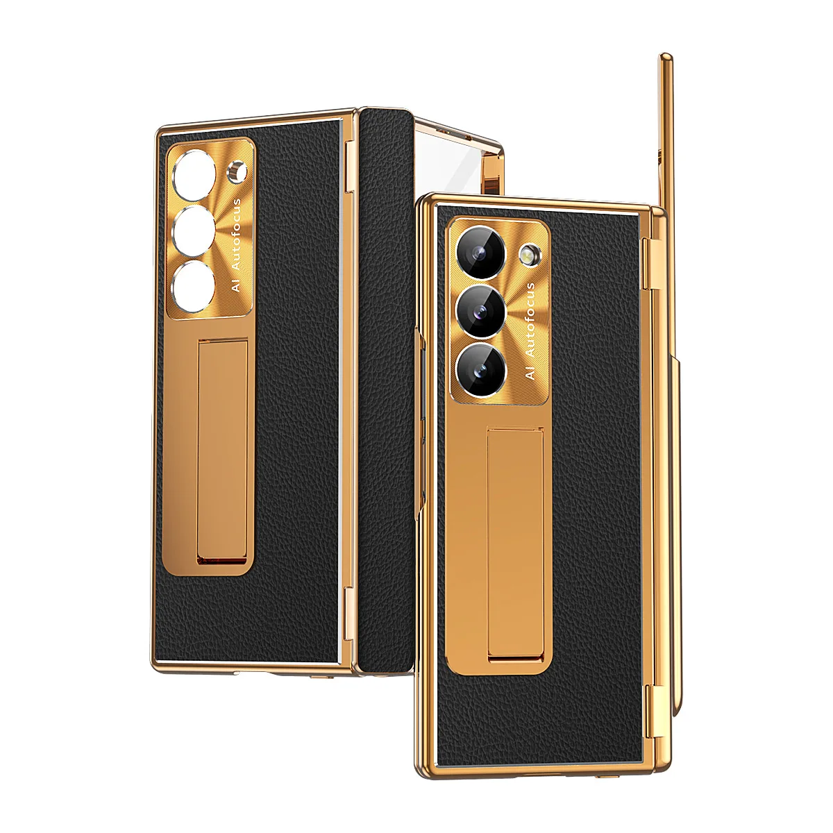 

Металлический чехол из алюминиевого сплава для Samsung Galaxy Z Fold 3 4 5 6 с сенсорной ручкой, кожаная полная защитная стеклянная пленка, складная крышка-подставка