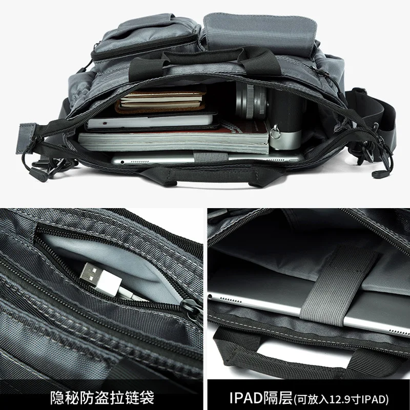 Multifunctional personalized shoulder messenger bag trendy casual handbag business travel men's briefcase backpack men's bag
