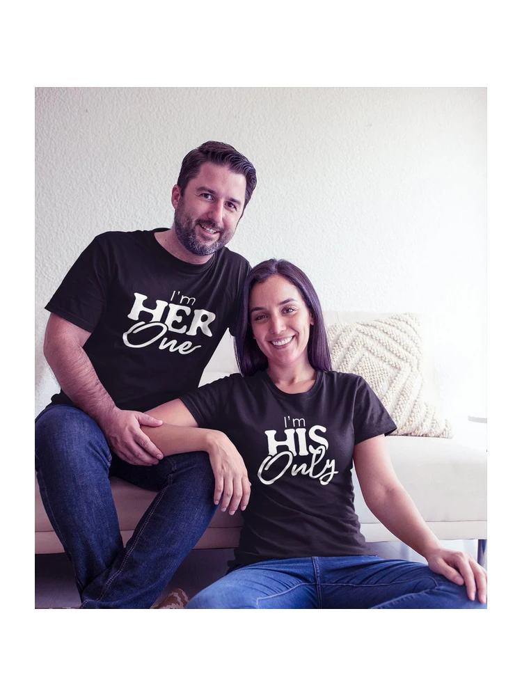 

I'm Her One I'm His Only Couples Matching Short Sleeve T-Shirt Husband Wife T Shirt His and Hers Matching Shirts Valentine Gift