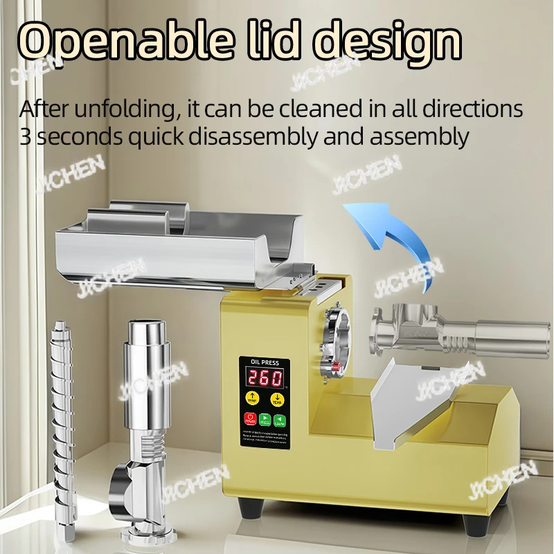 Prensa de aceite inteligente de acero inoxidable JC R8S, máquina de prensado tomatico en frío/caliente para uso doméstico, grado alimenticio 304, diseño de bajo ruido (220V/110V)