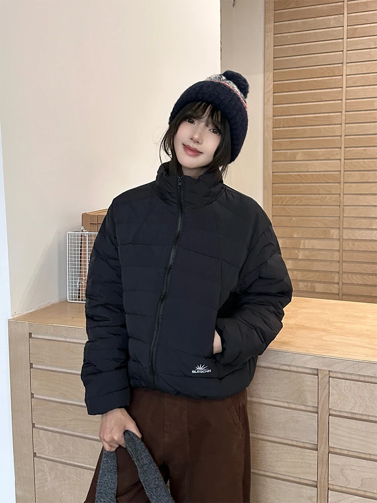 

URKR Simple Outdoor Slim Fit Lightweight Warm down Jaet Women's Stand Collar Korean Sle Versatile Small Size Trendy