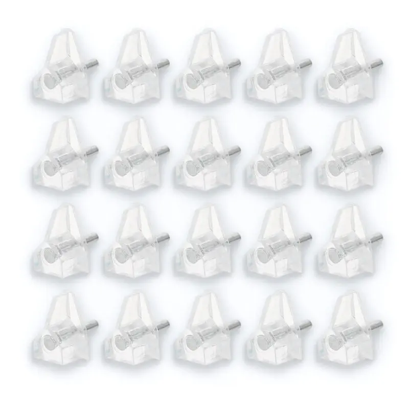 20Pcs Transparent Shelf Support Peg Strong Plastic Cabinet Shelf Brackets Perfect for Glass Wood Shelves Plastic Shelves Pegs