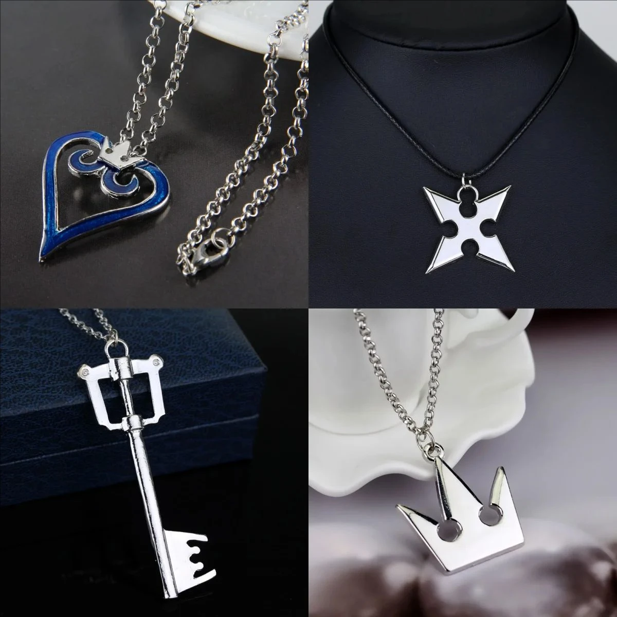 Game Kingdom Hearts Chain Pendant Necklace Sora  Crown Charm  Choker Necklace Women Men Jewelry Cosplay