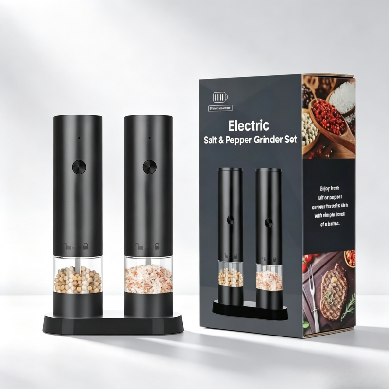  New USB Rechargeable Electric Salt & Pepper Grinder Set, Adjustable Coarseness Large Capacity Automatic Spice Mill Kitchen Cooki 