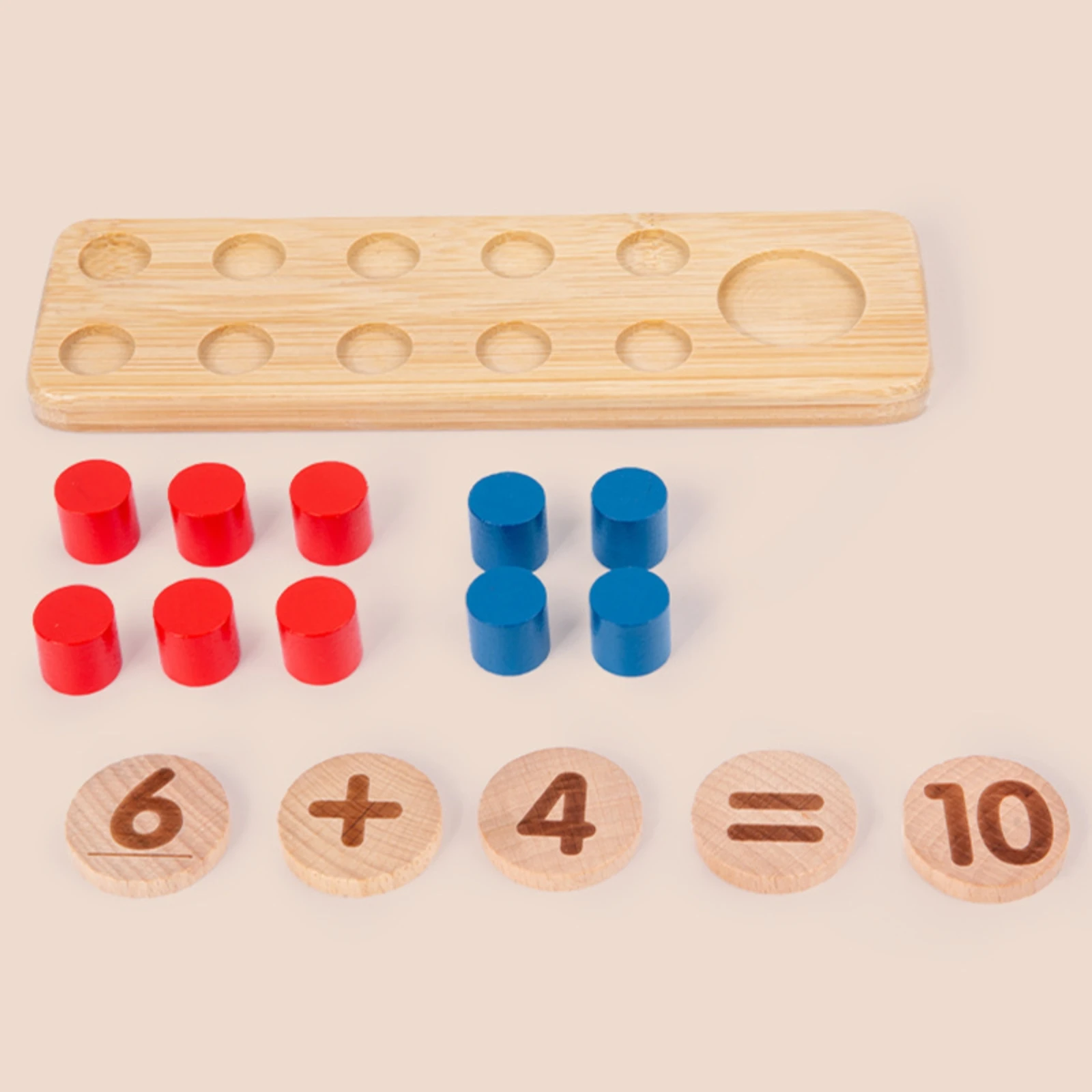 Bamboo and Beech Math Learning Toy Educational Counting Toy with Numeral Discs Wooden Math Manipulative Set Preschool