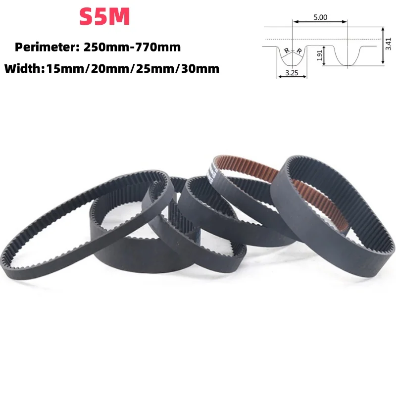 S5M Timing Belt Length 250 255 275 280 295 300 305~770mm Rubber Belt Width 15/20/25/30mm S5M Closed Loop Belts Transmission Belt