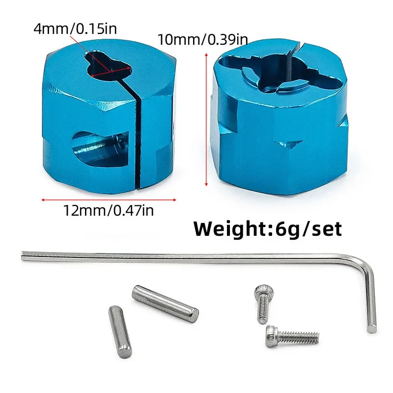Adaptateur de moyeu hexagonal de roue en métal de 12mm, 2 pièces, combinateur pour série Tamiya WR/GF/G6 WR02 GF01 G601, pièces de mise à niveau en métal, voiture sur chenilles RC