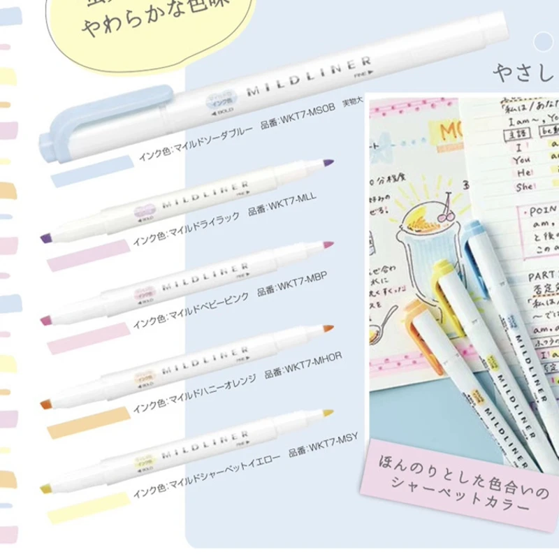 Creative Fresh and Soft Style 10 Colors Highlighter Bright Colors and Durable Highlighter with 4mm Thick Pen Tip marker pens