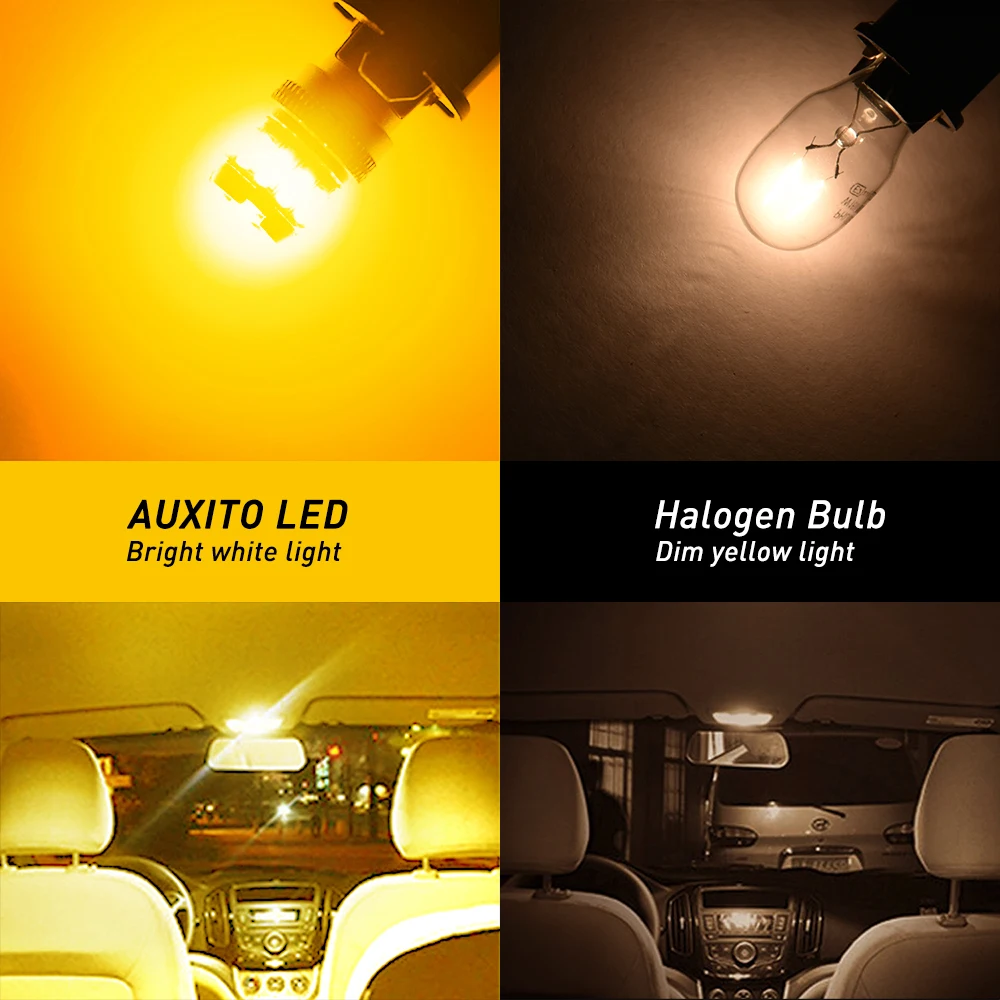 2Pcs T10 LED Amber Canbus No Error W5W LED Signal Lamp Car Parking License Plate Light Dome Trunk Interior Lighting Yellow Red