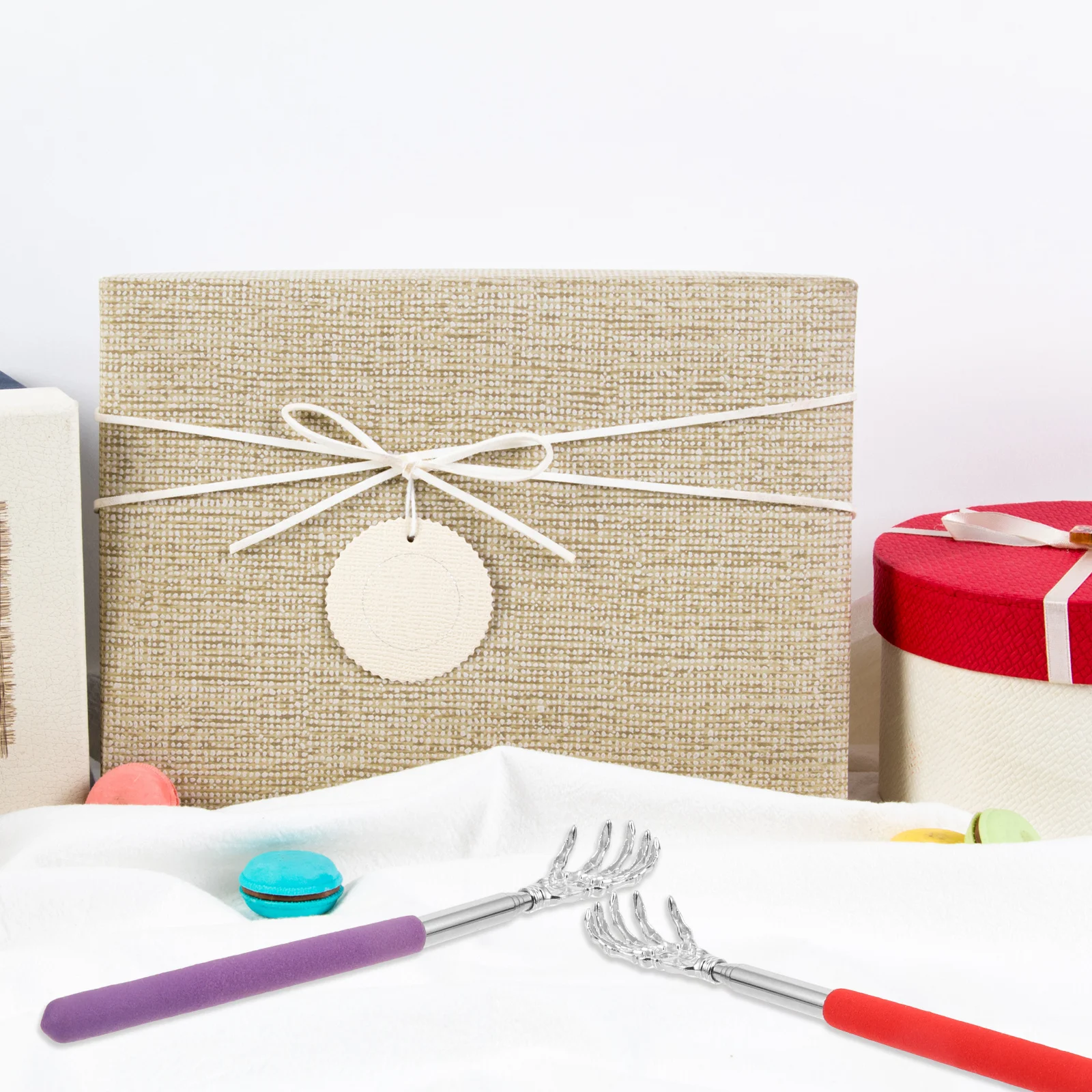 

2 шт., скребки для спины из нержавеющей стали, портативный выдвижной телескопический металлический массажер для спины с когтями для снятия стресса