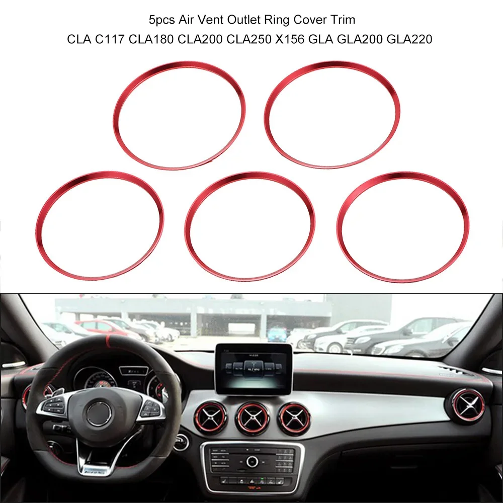 

5pcs Air Vent Outlet Ring Cover Decoration Trim, Dedicated to Mercedes Benz A-Class B-Class CLA GLA Red