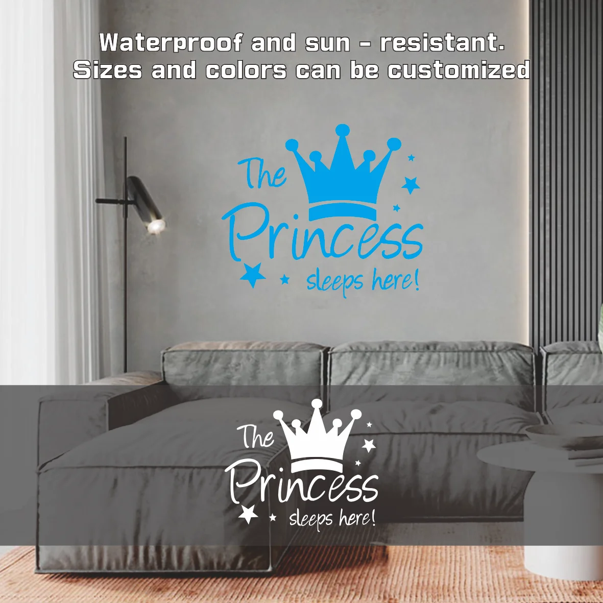 

Cute Princess Crown Wall Stickers - "The Princess Sleeps Here" Custom DIY Decor, Suitable for Girls' Nursery, Kids' Bedroom, Bab
