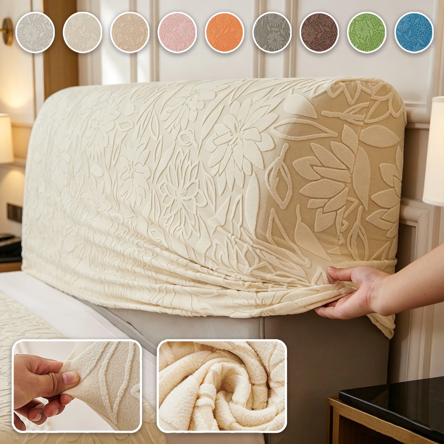 1PC All-inclusive Elastic Soft Jacquard Headboard Cover Multi-size Removable Backrest Cover All-Season Bedside Cover for Bedroom