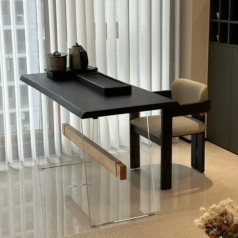 New Chinese-style solid wood tea table and chair combination, modern simple ash wood balcony tea table
