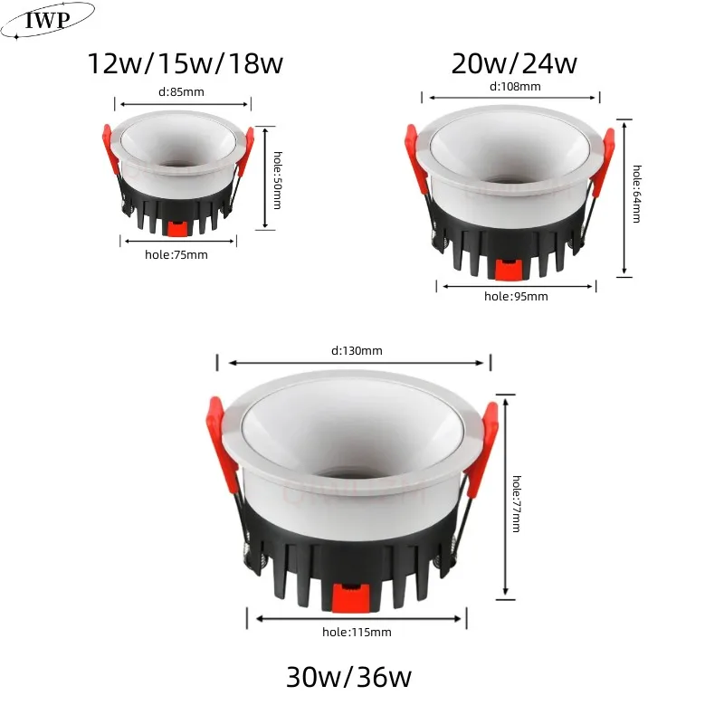 Anti-Glare Inbouw Led Cob Spotlight 12W 15W 18W 30W Led Licht Downlight Dimbaar Plafondlamp Binnenverlichting Ac110v 220V