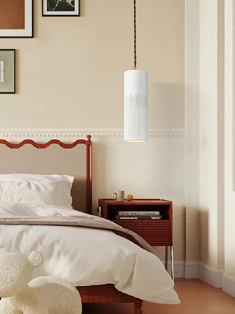 

French style light luxury bedroom headboard pendant lamp creamy style designer Nordic minimalist restaurant bar desk lamp