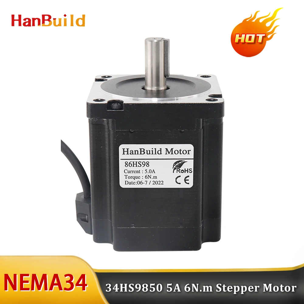 NEMA34 stepper motor 34HS9850 4-lead 5A 6N.m 98mm 850Oz-in for CNC engraving milling machine 86 stepper motor 24v