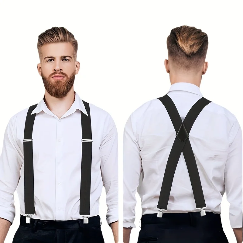 

Fashion Men's X-Strap Adjustable Suspenders Heavy Duty Clip Practical Everyday Shirt Accessories
