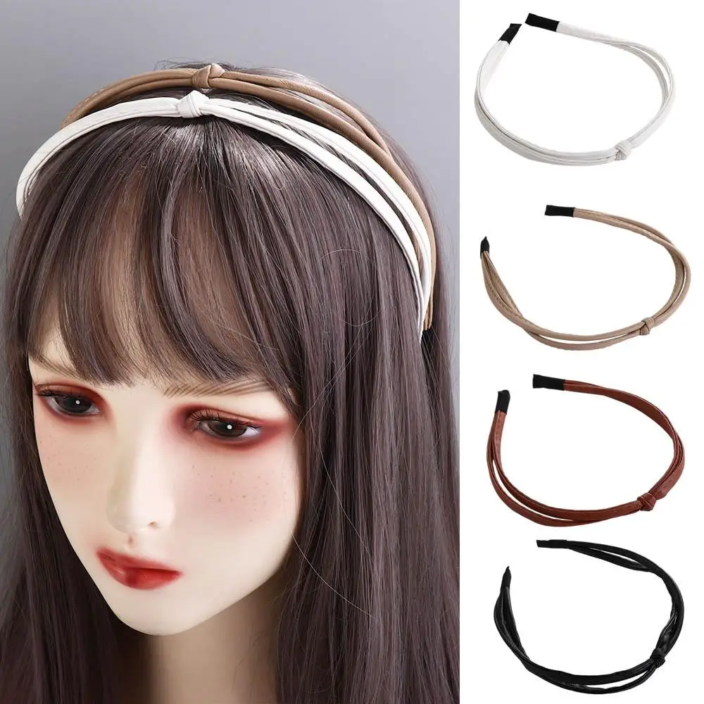 Wash Face Hair Band Hair Hoop Women Hairpin Korean Style Headwear PU Leather Headband Thin Hair Band Female Hair Accessories