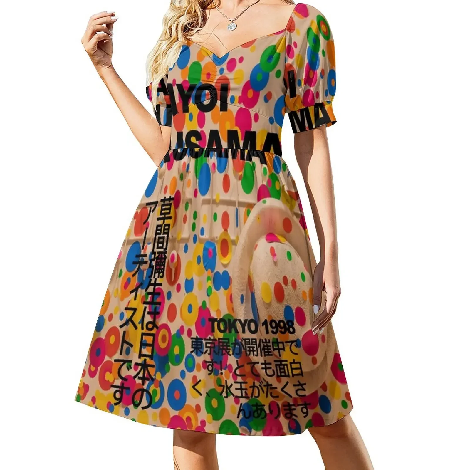 

yayoi kusama dot flower Short-Sleeved Dress summer outfits for women 2025 Woman clothing dresses for womens Dress