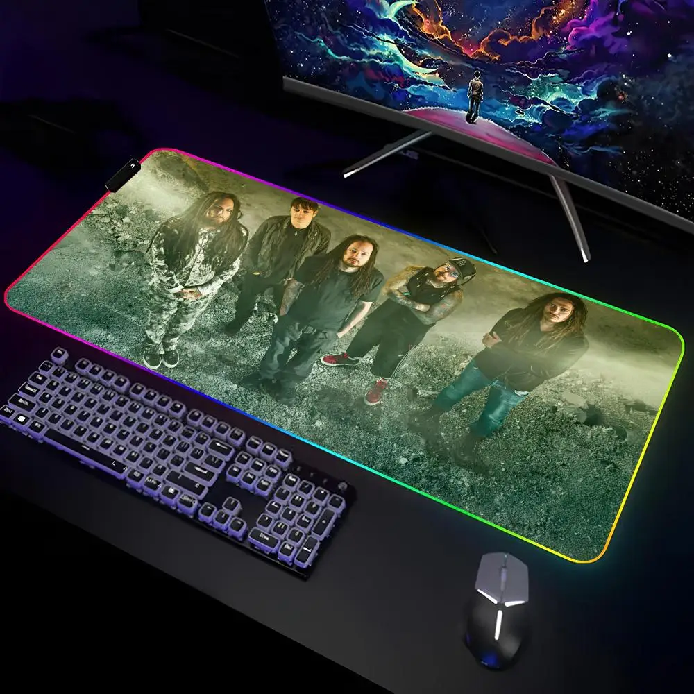 Korn Heavy Jonathan Davis Mouse Pad Gamer RGB Deskmat tappetino per tastiera laptop da gioco LED Mousepad Desk Protector Anime Mause Mats