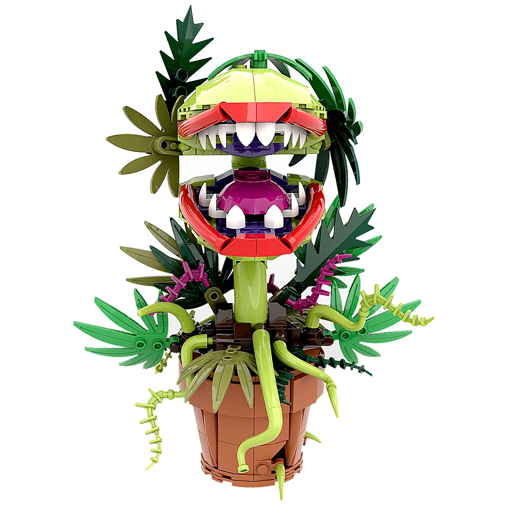 MOC Audrey II Piranha Plant Building Block Chomper Potted Plants Horrors Flower Model Bricks Assemble Toys Children Collect Gift