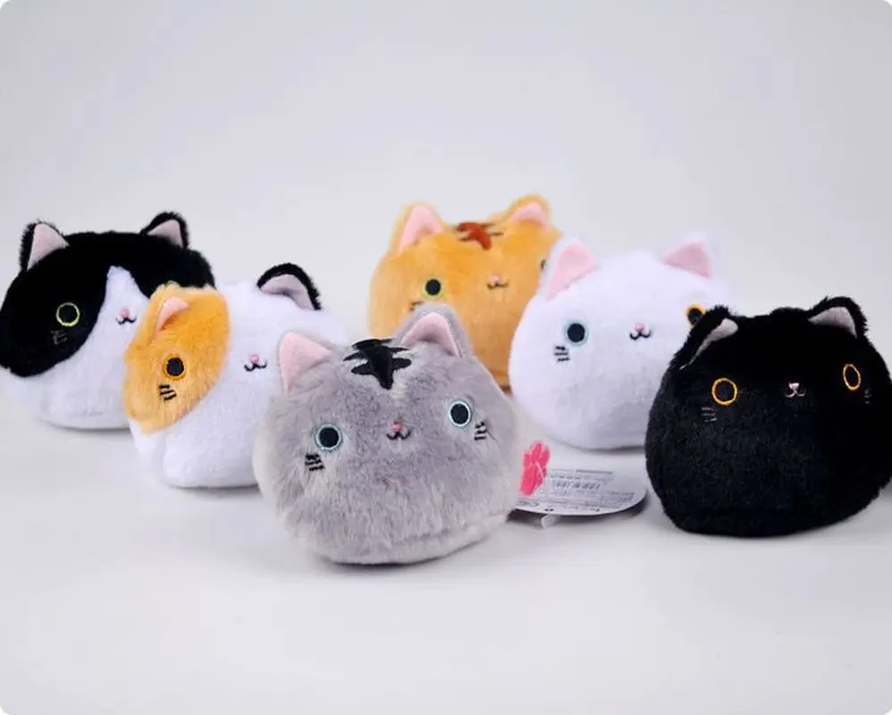 1pcs 6 Colors Kawaii 8CM Cats Stuffed TOYS Keychain Cute Cat Gift Plush TOY DOLL for Kid\'s Party Birthday Plush Toys for Girl