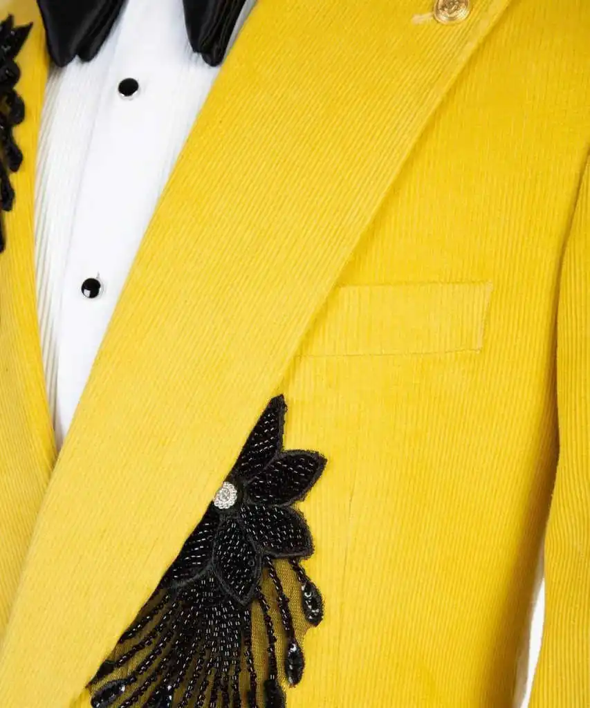 우아한 남성 정장 2피스 블레이저 바지 피크드 라펠 아플리케 신랑 결혼식 턱시도 공식 행사 연회 맞춤 제작