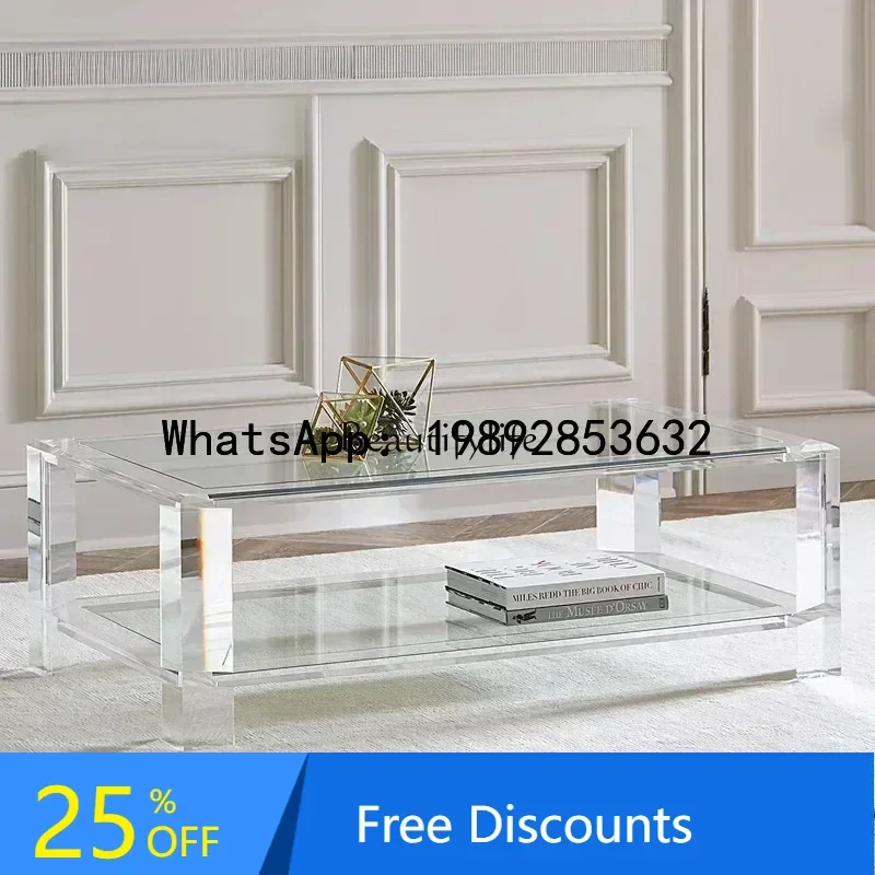 

.Modern acrylic Nordic coffee table transparent plexiglass coffee table simple square table