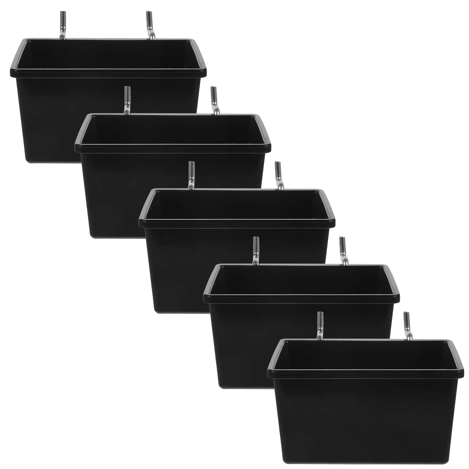 5 Pcs Parts Storage Box Pegboard Bin for Garage Crate Wall Organizer Accessories Organiser Abs Bins Office Black Hooks