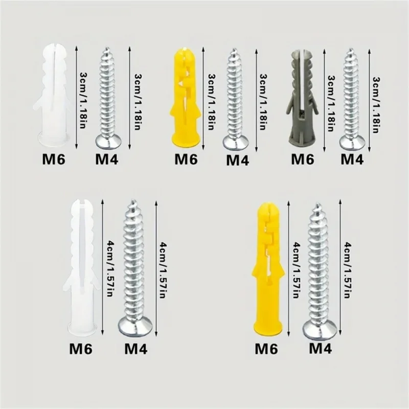 160Pcs Drywall Anchors Assortment Kit Plastic Wall Plug Bolts Stainless Steel Philips Flat Head Screws For Home Mounting