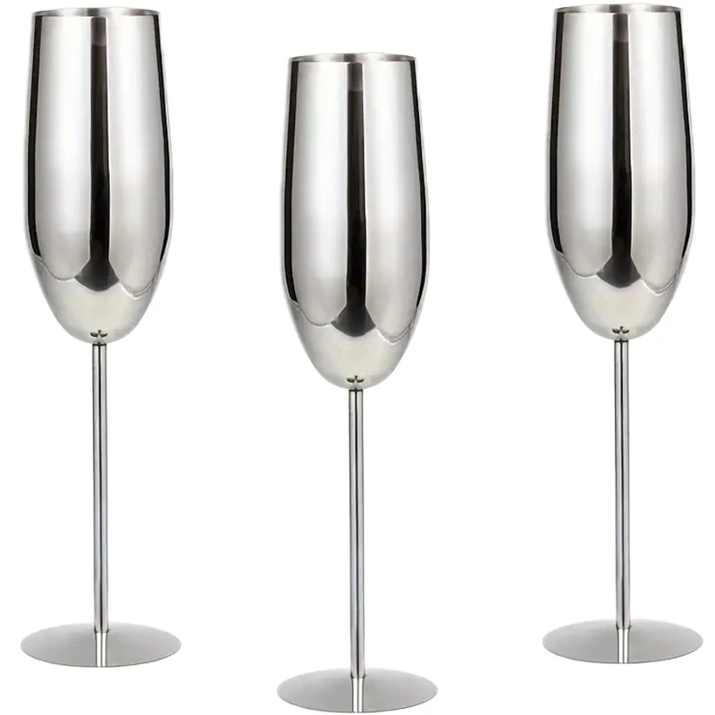 

3PCS Stainless Steel Wine Glass,Champagne Glass, Whiskey Glass Creative Metal Goblet Red Wine Glass, Barrel-Type Drop-Resistant