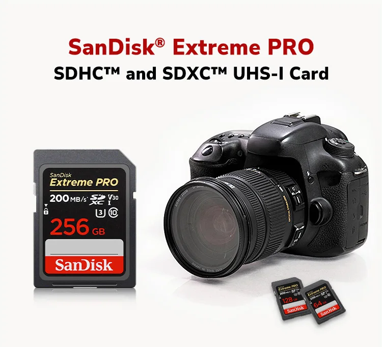 100 % Original Sandisk SD-Karte Extreme Pro Speicherkarte 32 GB 64 GB 128 GB 256 GB V30 High Speed Class 10 U3 SD-Karte für Kamera – Detail 1